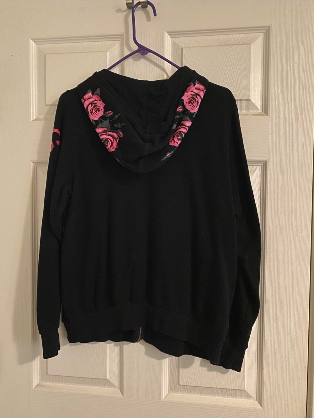 Torrid Black Hoodie Sweater with Pink Rose Accent I Am Strong Plus Size 1X